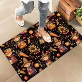 amepay Autumn Scarecrow Harvest Indoor Door Mat – Stylish 17x29.5in Non-Woven Fabric Floor Doormat with Fall Sunflower Festive, for Porch Insider,Bedroom,Living Room - Thanksgiving Decor Rug Gifts