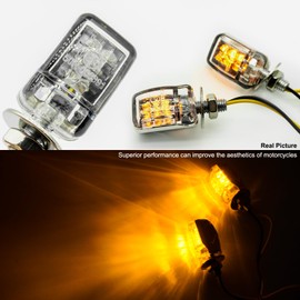 Aoboto Motorcycle Universal Mini Turn Signals Lights, Running Taillight, Side Marker LED, License Plate Light, Modified Decoration Motorbike Body Trims | Amber Lights Chromed Housing (Chrome/Silver)