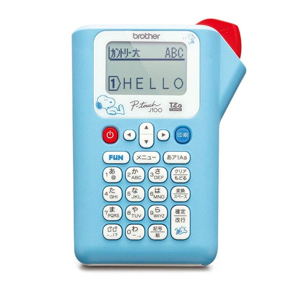 Brother Industries PT-J100SNL Label Maker, P-Touch, Snoopy Light Blue (0.14-0.47 inch (3.5-12 mm) Width, TZe Tape)