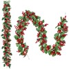Red Berry Christmas Garland,Artificial Berry Garland Flexible Greenery Garland with
