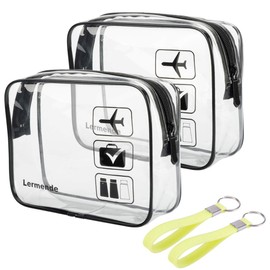 2pcs/pack Lermende Clear Toiletry Bag TSA Approved Travel Carry On Airport Airline Compliant Bag Quart Sized 3-1-1 Kit Luggage Pouch (Black)