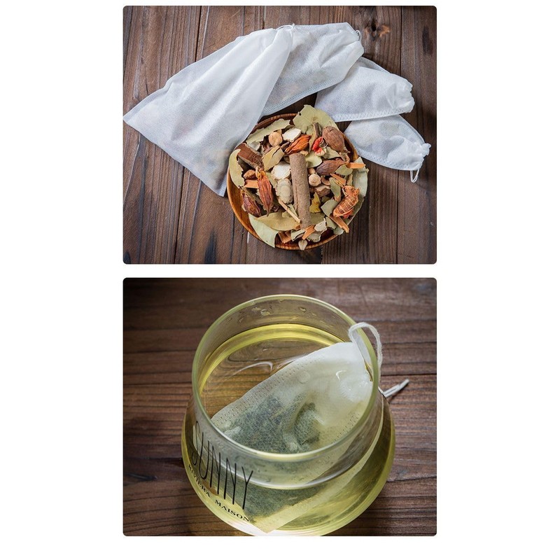 100 Disposable Empty Filter Bags Non-Woven Unbleached Tea Bags Strong