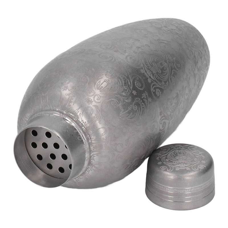 Cocktail Shaker 304 Stainless Steel High Strength Flower Carved Bartending