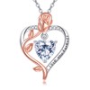 VONALA Rose Heart Necklace for Mom Sterling Silver Rose Flower