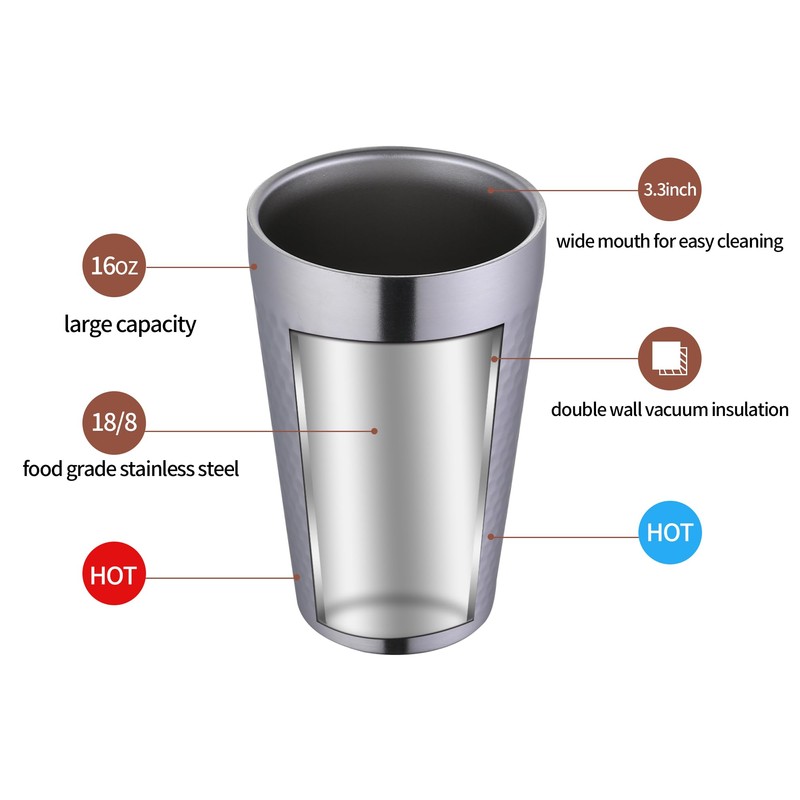 BEFOY Pint Cup - 16oz Double Layer Cup Wall Stainless