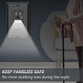 SOZULAMP Black Wall Outlet with Night Light,Electrical Tamper Resistant Receptacle,15 Amp 125Volt,Built-in Nightlight, Receptacle Outlet with Wallplate(4Pack,Glossy Black)