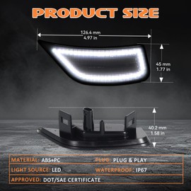 AreLokpri Front Side Marker Light Compatible with 2021-2024 Yukon XL Denali/Chevy Tahoe/Suburban/Escalade ESV,LED Side Marker Lamps Smoked Lens, 2-Pack