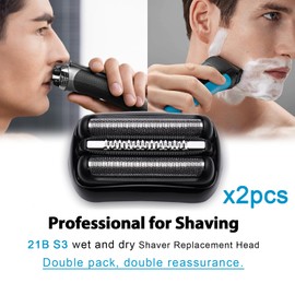 21B S3 Electric Replacement Shaver Head Accessories for Series3 Shaving Razor Head, Suitable for Braun S3 3040s 3000s 3050cc 3010s 3070cc 3080s 3090s 310s 3020s 330s 370cc-4 380s-4, 3090cc Etc.