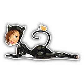 JJH Inc Magnet Cat Woman Cartoon Flexible Vinyl Magnet Waterproof Car Magnetic Bumper Sticker 5"