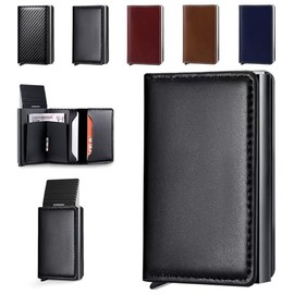 Tarjetero de Cuero para Hombre, RFID Bloqueo Antirrobo Tarjetero para Caballero Plegable, Capacidad para 6 Tarjetas de Crédito, Carteras para Hombre Regalo Regalos Navidad
