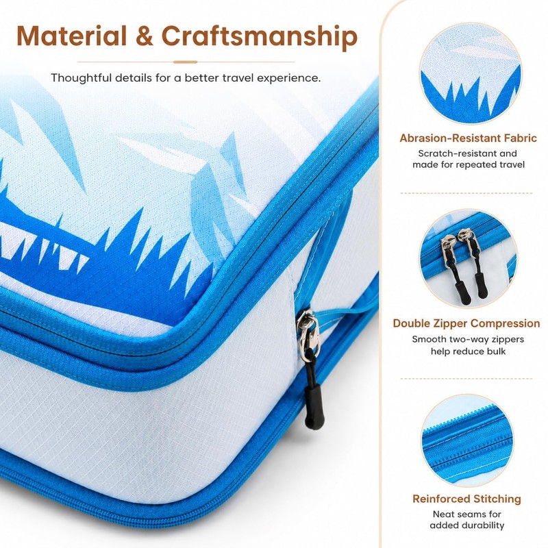 7-Piece Compression Packing Cubes for Travel, Patterned Expandable Luggage Organizer