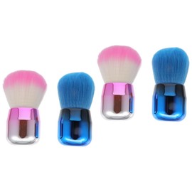 Minkissy 2sets Blusher Brush Foundation Brush Set Synthetic Fiber Short Handle Ideal for Professional or Home Use 2pcs*2