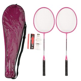 Badminton Rackets Iron Alloy Lightweight Badminton Racquets with 3 Balls for Beginners Student Training Pink