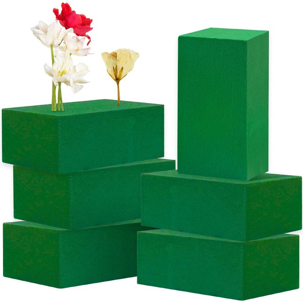 6 Pcs Flower Foam Blocks,Green Plant Foam,Wet & Dry Green
