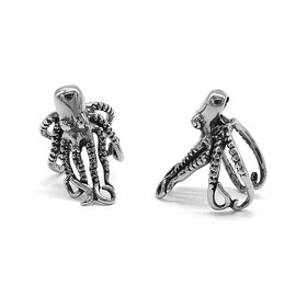 Gothic Octopus Non Pierced Cartilage Clip On Small Hoop Cuffs for Men Women 316 Stainless Steel Vintage Pirate Ocean Animals 10mm Huggie Hoop Cuff Wrap Earrings Jewelry Gifts for Son Bff Party