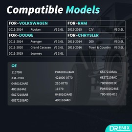 High Output Alternator For/Dodge Grand Caravan Avenger Journey For/Ram C/V For/Chrysler 200 Town Country For/Volkswagen Routan Upgraded 04801624AD 12V 160A 6Groove