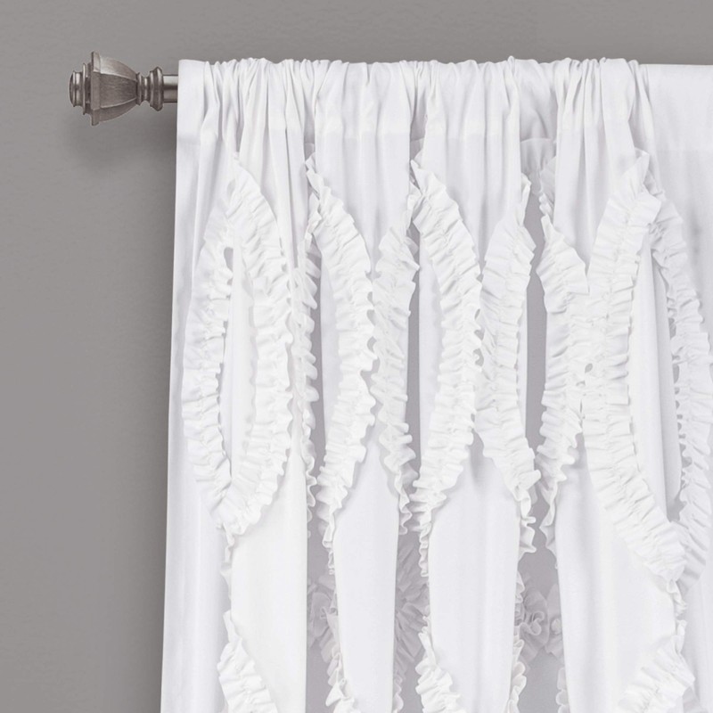 Lush Decor Single Window Curtain Panel White 95 by 54-inch