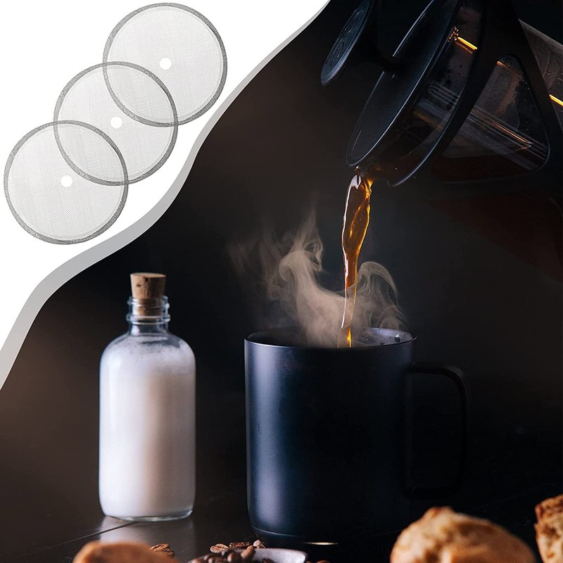 3 Pack 2.75inches Cafetiere Mesh Coffee Press Filter Mesh Replacement