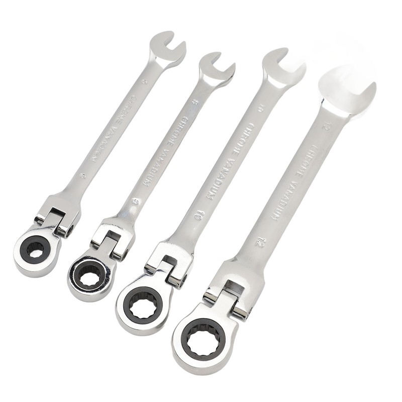 Flex Head Ratcheting Combination Wrench Set Chrome Vanadium Steel Quick
