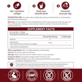 Astaxanthin 12mg Natural 90 Softgels Astaxanthin Supplement Antioxidant Support Eye Skin Health | Internal Circulation,3 Month Supply| Non-GMO,Gluten-Free,No Soy (90 Count (Pack of 1))