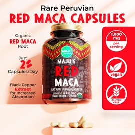 MAJU Organic Red Maca Capsules (120ct) - Healthcare Dietary Supplement Edible Fitness Optimum