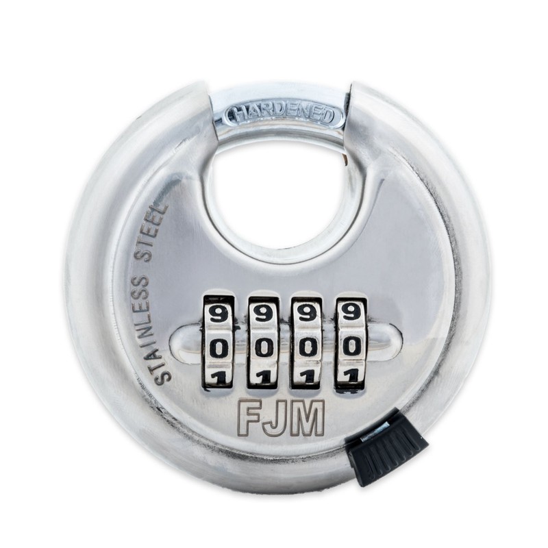 FJM Security SX-790 4-Dial Combination Disc Padlock, Chrome - 4
