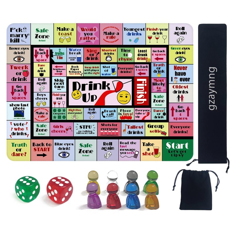 gzaymng Drinking Board Games for Adults, Rubber Mat Drinking Board