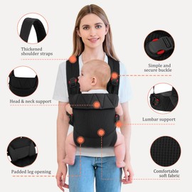 IULONEE Babytrage für Neugeborene Ergonomic Baby Carrier Tragbar Babytrage Vorne nach hinten tragen Babyhalter Trage für Babys Kleinkinder Schwarz