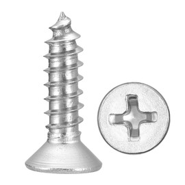 METALLIXITY Countersunk Phillips Wood Screw (#7x5/8) 50Pcs, 304 Stainless Steel Coarse Thread Phillips Drive Flat Head Wood Screws - for Furniture Installation Repair, Silver