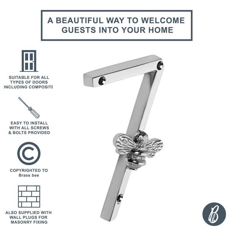 Silver Brass bee House Number with Bee design | 5