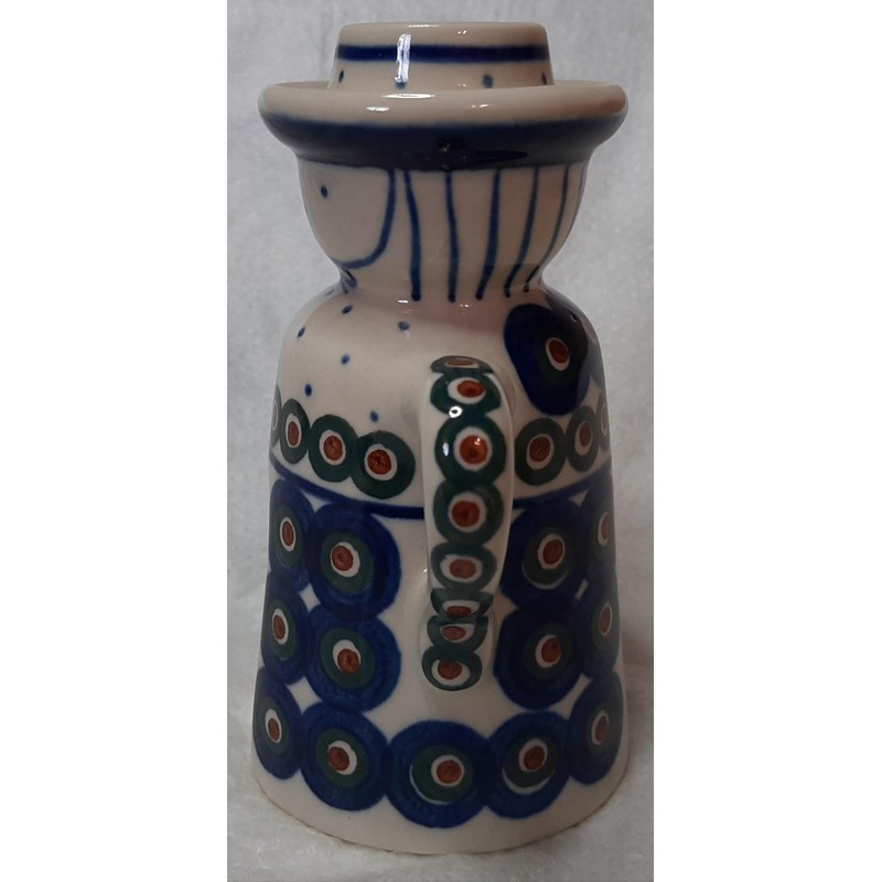 Dekorativer Kerzenhalter aus Keramik, traditionelles Design mit weißen und blauen