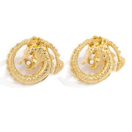 Aksod Retro Dragon Earrings Stud Large Gold Pearl Earrings Punk Exaggerated Jewelry Accessories for Women (Style D)