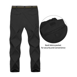Mens Hiking Pants,Light Weight Cargo Outdoor Breathable with 6 Pockets, Summer Casual Quick Dry Waterproof Fishing Pants Black