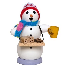 Kuhnert - Smoker / Incense Figure Made of Wood - Snowman as Stollen Baker - Approx. 13 cm - Made in Germany