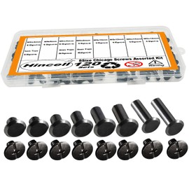 120sets Chicago Screws Kit, 8 Sizes Screw Rivets Gunmetal Black Chicago Binding Screws for DIY Repair Leather Craft Belt Bag Shoes Purse Bookbinding (M5*4,5,6,8,10,12,15,18) (Gunmetal Black)