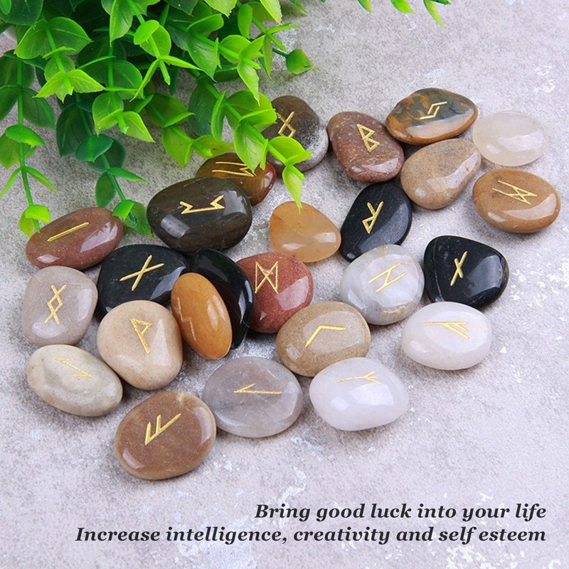 25pcs Rune Stones Set Good Luck Eliminate Negativity Lightweight Divination