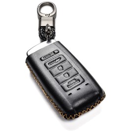 Vitodeco Leather Smar Key Fob Case Compatible with Acura RDX, MDX, ILX, TLX (2016 - 2021Models) - 5-Button, Black