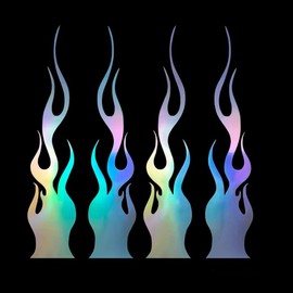 4 Pack 15CM/6Inch Flame Reflective Vinyl Sticker Decal for Car Track Vehicl Motorcycle Bike Skateboard Laptop DIY Decoration (Laser)