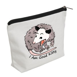 WZJHCL Possum Makeup Pouch Bag Possum Lover Gift Opossum Themed Cosmetic Kit Bag Possum Mom Storage Pouch Bag I Am Good Kitty (Good Kitty)
