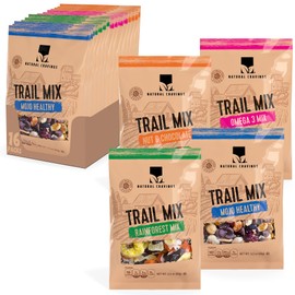 Trail Mix Snack Packs Variety - 4 Bags - Dried Fruit Mix & Nuts Mix with Chocolate Chips, Peanuts, Cranberries, Raisins, Walnuts, Tropical Fruits - Trail Mix Individual Packs, 3.5 oz