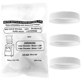 SANITRO Water Systems Screw-On Caps for Water Cooler/Dispenser Plastic Jugs, 48mm Bottle Lids