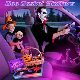 Winzwon Led Lights for Car Accessories Interior, Birthday Gifts for Women Men, Halloween Trunk or Trick Car Decorations Kit APP Control with USB Port Color Change Lights for Jeep Truck Decor, 12V