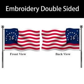 Embroidery 1776 Bennington Betsy Ross US Flags 3x5 Ft- 76 Spiritual 13 Stars United States American Flag Banner with Heavy Duty Polyester and 2 Brass Grommets