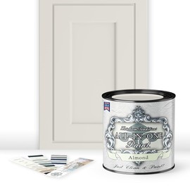 ALL-IN-ONE Paint, Almond (off white with tan undertone), Quart - Durable cabinet and furniture paint. Built in primer and top coat, no sanding needed. Includes our 30 featured color card.