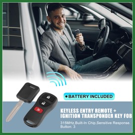 Motoforti KBRASTU15 315MHz Keyless Entry Remote Ignition Transponder Key Fob for Nissan Pathfinder 2005-2012 for Nissan NV1500 NV2500 NV3 500 2012-2021 3 Buttons Long-lasting