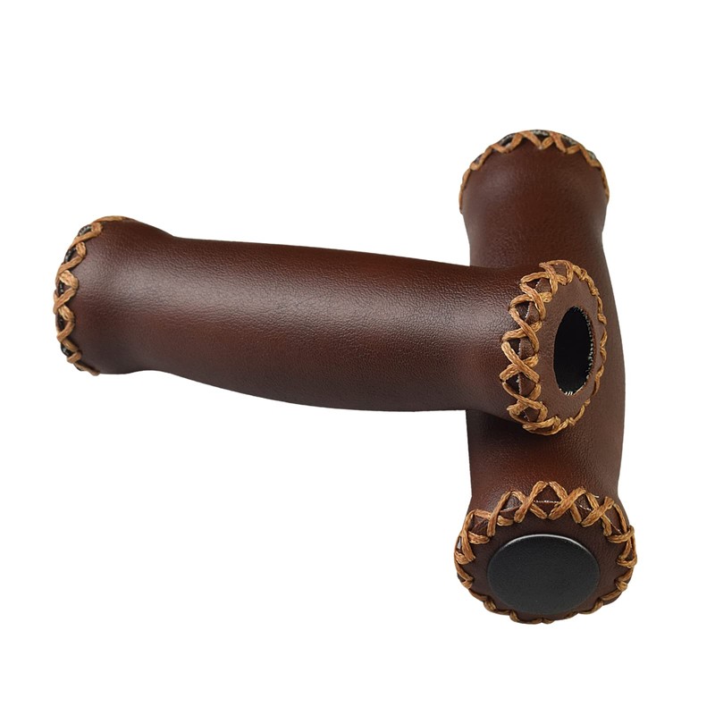 SOLODRIVE Bicycle Grips Leather, Vinyl Bicycle Handlebar Grips Leather, Hand-Stitched