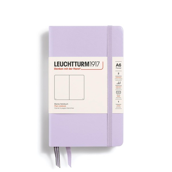 LEUCHTTURM1917 368145 Notebook Pocket (A6), Hardcover, 187 Numbered Pages, Lilac,