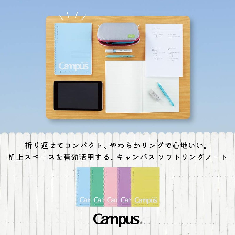 Kokuyo SU-S111BTX5CSET Campus Soft Ring Notebook, Dot B Grid, 40
