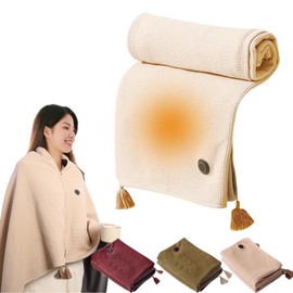FYANER Portable Heated Shawl, Heated Shawl Wearable Electric Blanket, Heated Shawl Wraps for Women,USB Heated Shawl Wearable Electric Blanket (Creamy White)