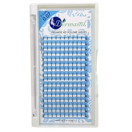 Dermastil 4D Premade Handmade Volume Eyelashes, Ready-to-Use Fan without Knots, D Curl, Thickness 0.07 mm for Eyelash Extension, PBT, Vegan, 16 Strips (14 mm)